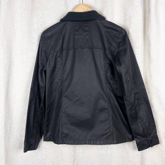 J. Crew Washed & Aged Utility Jacket waxed cotton black field coat outdoor M - Picture 7 of 10